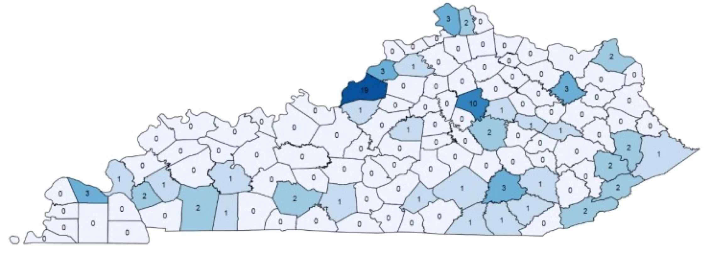 The number of death sentences in each county since 1972.